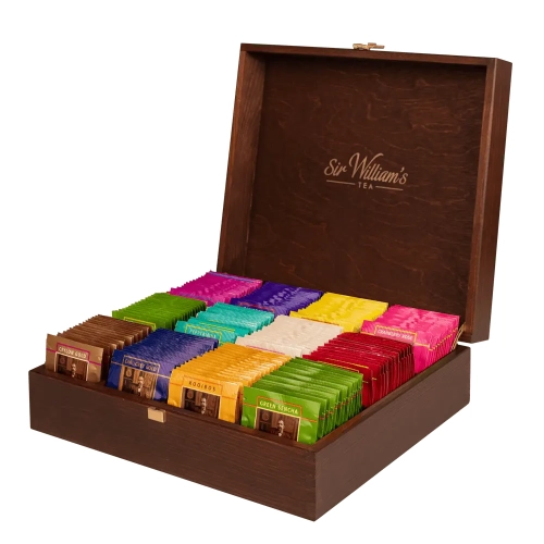 DREWNIANA SKRZYNKA 180 HERBAT SIR WILLIAM’S TEA.webp