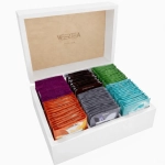 Zestaw Herbat VEERTEA Drewniana Biała Zamykana Skrzynka 96 Saszetek