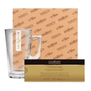 ZESTAW RICHMONT CEYLON GOLD 12 SASZETEK + SZKLANKA RICHMONT HOT