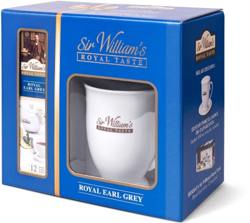Zestaw herbaty ekspresowej Sir William's Earl Grey 12 szt. z kubkiem 400 ml.webp