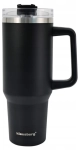 Kubek Termiczny Klausberg 1100 ml – Czarny ze Słomką, Stal Nierdzewna