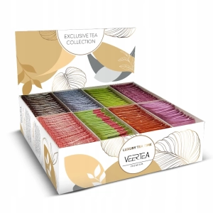 VEERTEA ZESTAW herbat 8 smaków 200 kopert elegancki biało-złoty