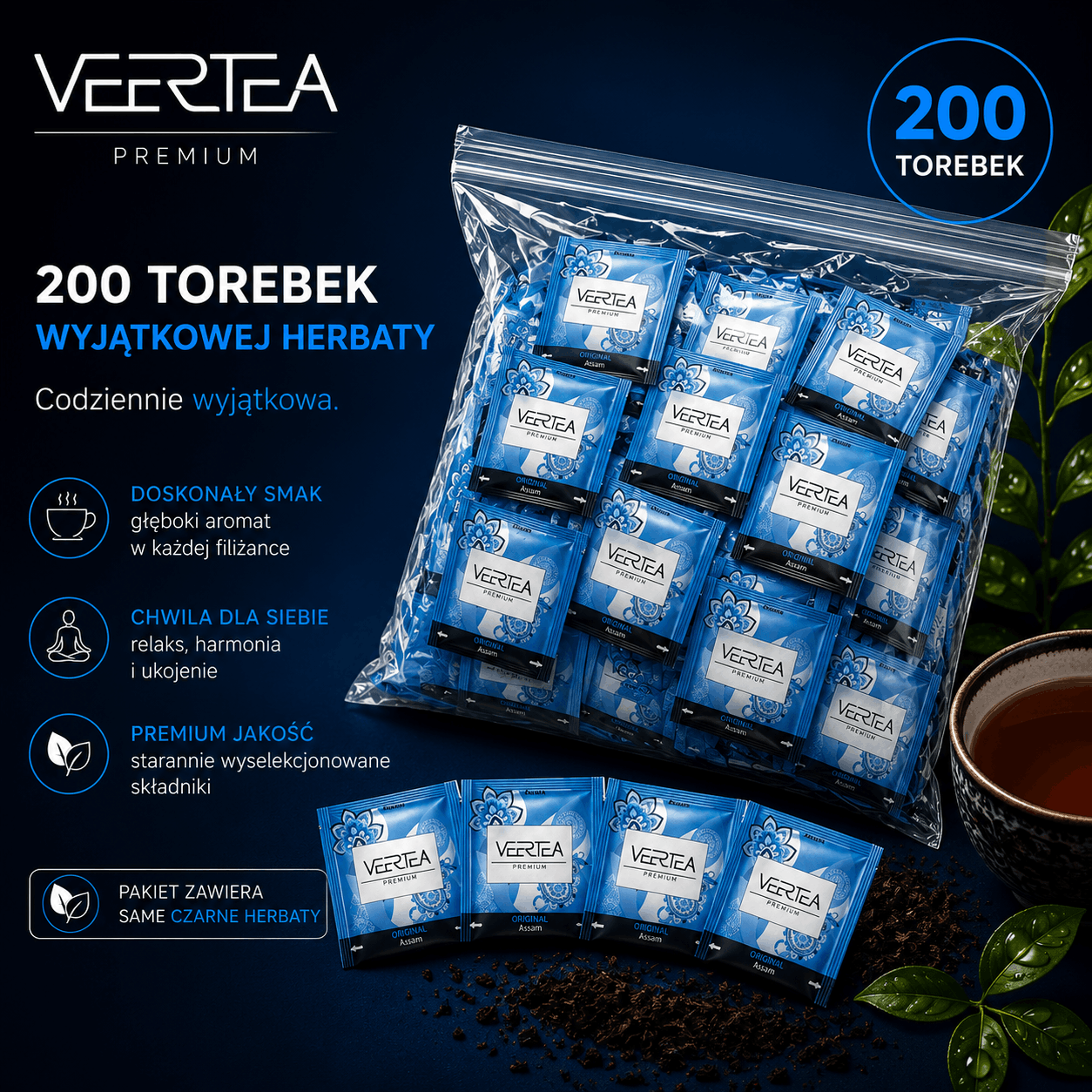 Herbata czarna ASSAM koperty VEERTEA 200 saszetek