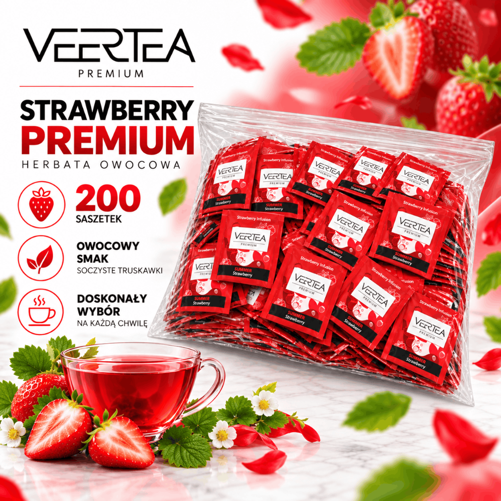 VEERTEA Strawberry – Herbata Owocowa Truskawkowa 200 Saszetek HoReCa.webp