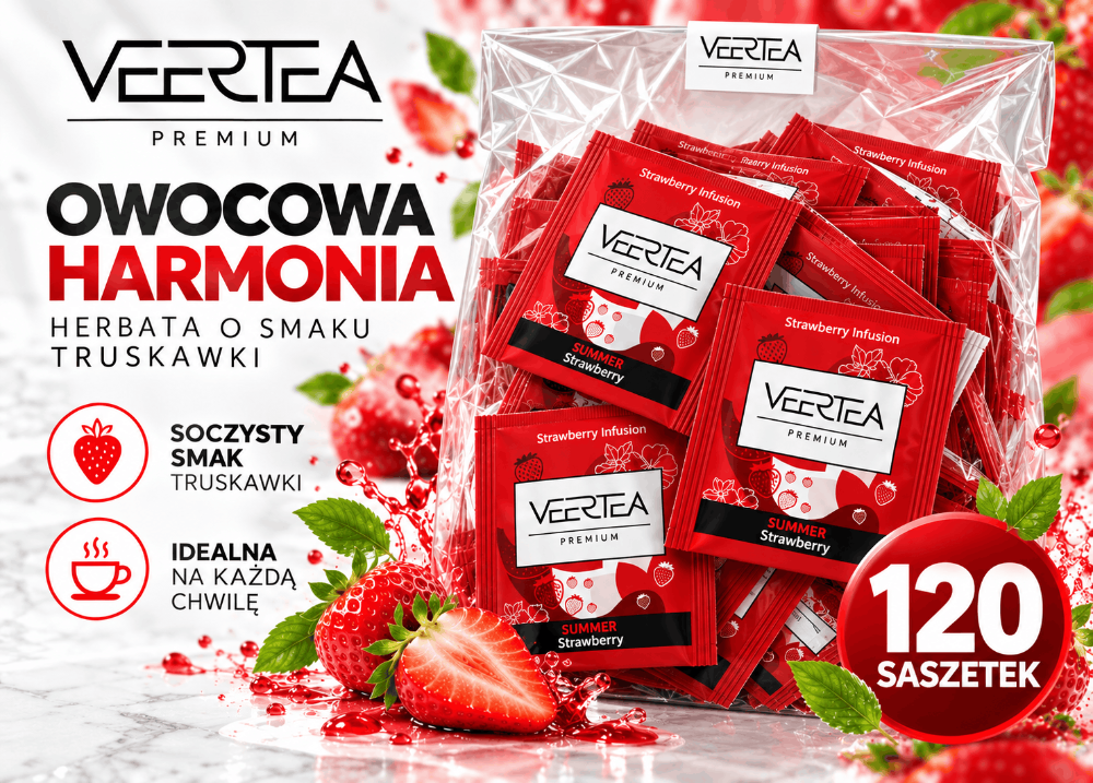 VEERTEA Strawberry – Herbata Truskawkowa 120 Saszetek do Gastronomii