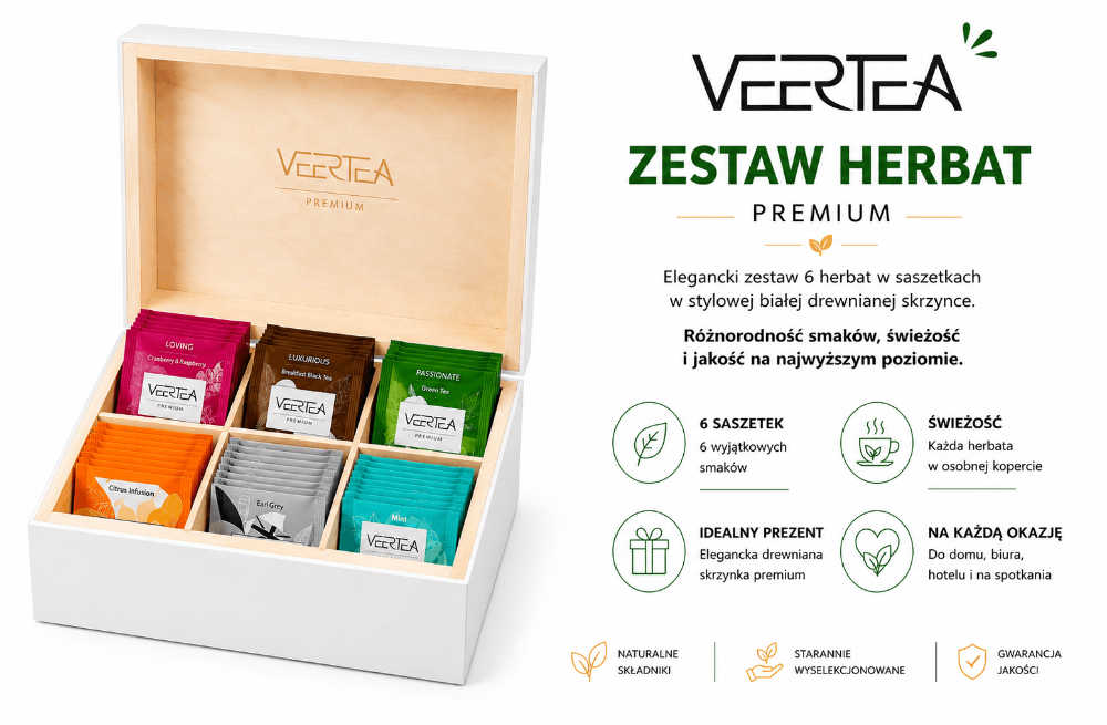 Elegancki prezent na każdą okazję Zestaw Herbat Premium VEERTEA sprawdzi się jako prezent na urodziny, święta, rocznicę, Dzień Matki, Dzień Ojca, jubileusz, parapetówkę czy jako elegancki upominek firmowy. Klasyczna biała skrzynka podkreśla wyjątkowy charakter zestawu i doskonale komponuje się z każdym wnętrzem.