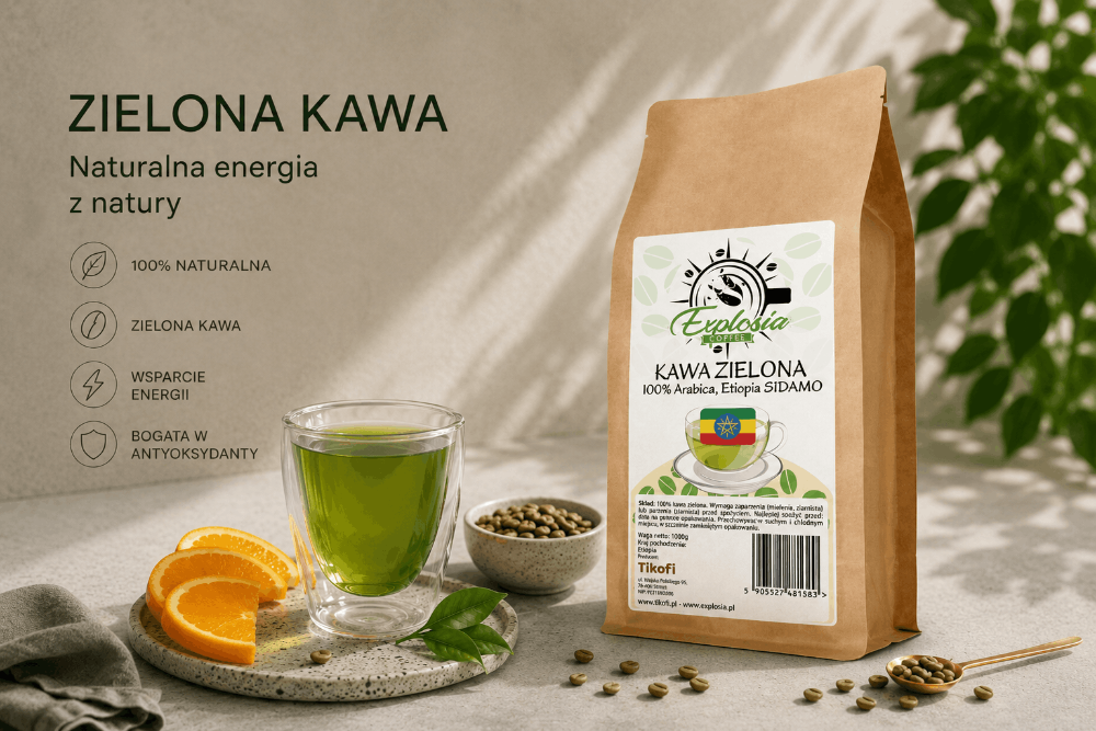 Kawa naturalna ZIELONA ziarnista, Etiopia SIDAMO 1kg