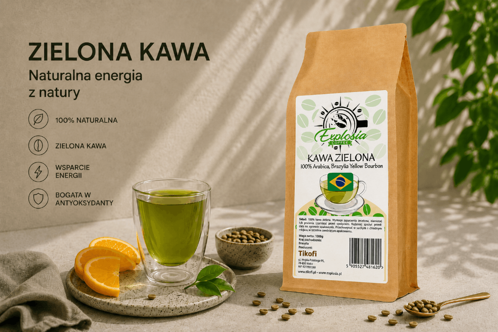 Zielona kawa ziarnista Robusta 100%,Brazylia Yellow Bourbon, 1kg
