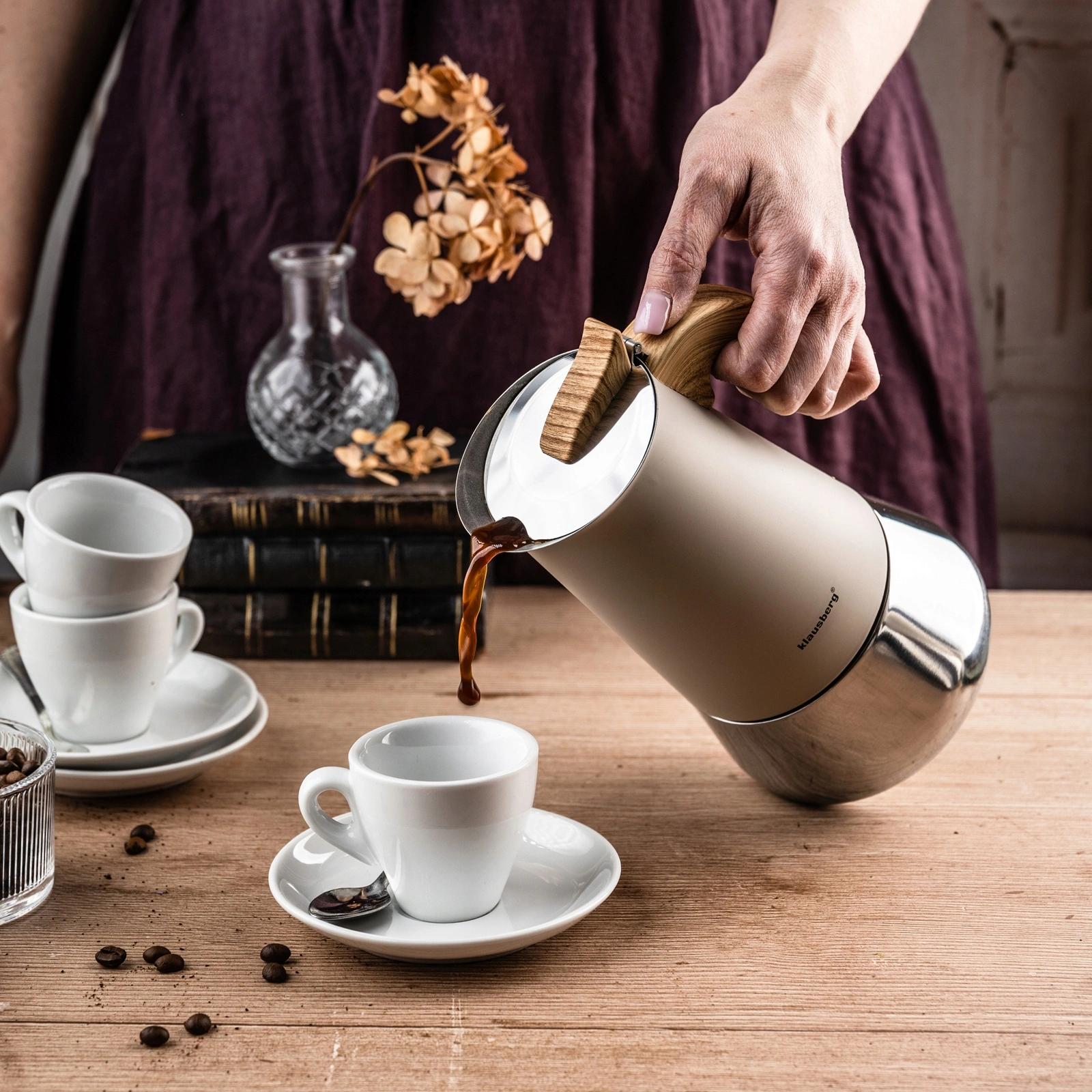 Kawiarka stalowa espresso, 450 ml indukcja Klausberg 9 filiżanek