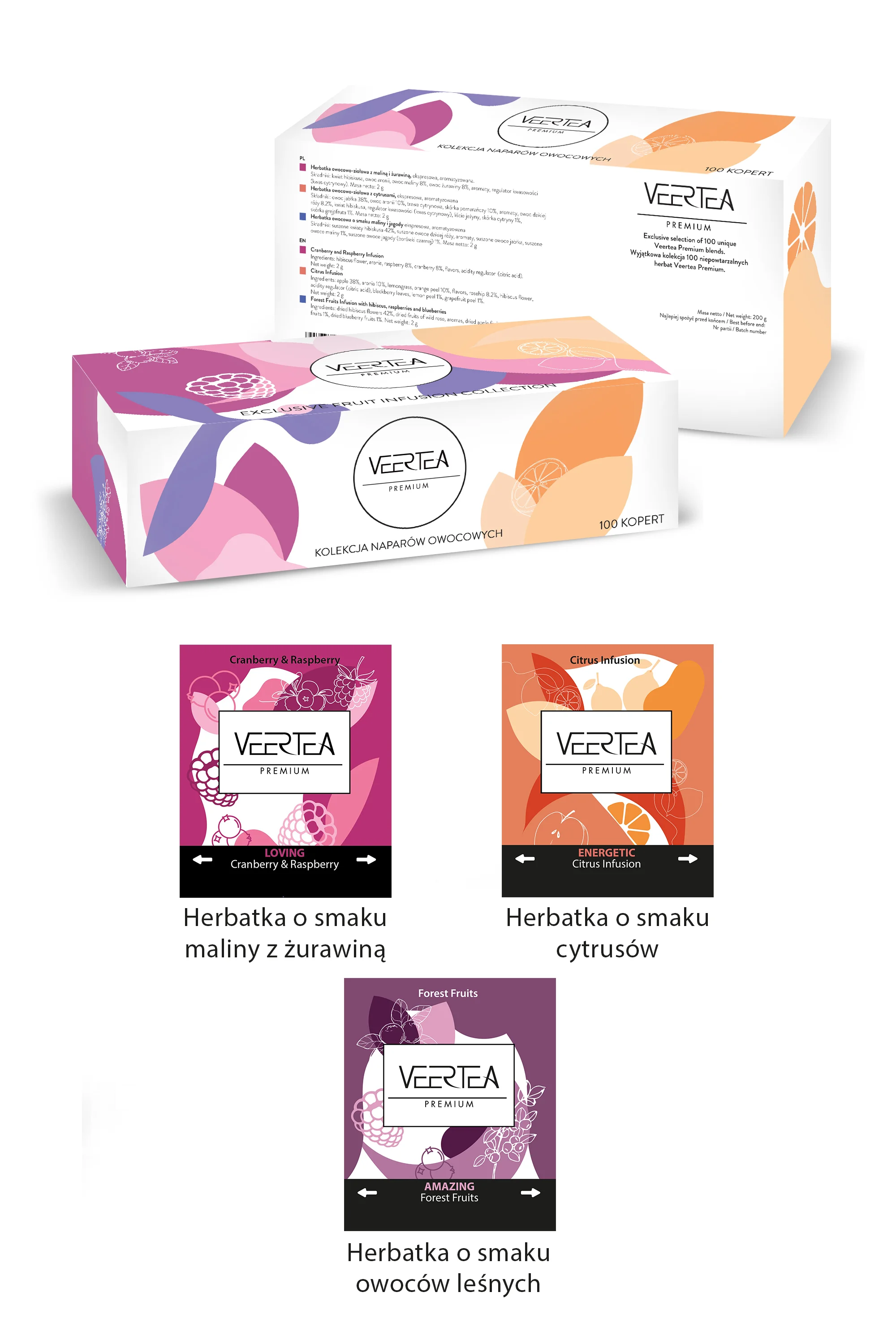 Zestaw herbat owocowych - Veertea Raspberry & Cranberry