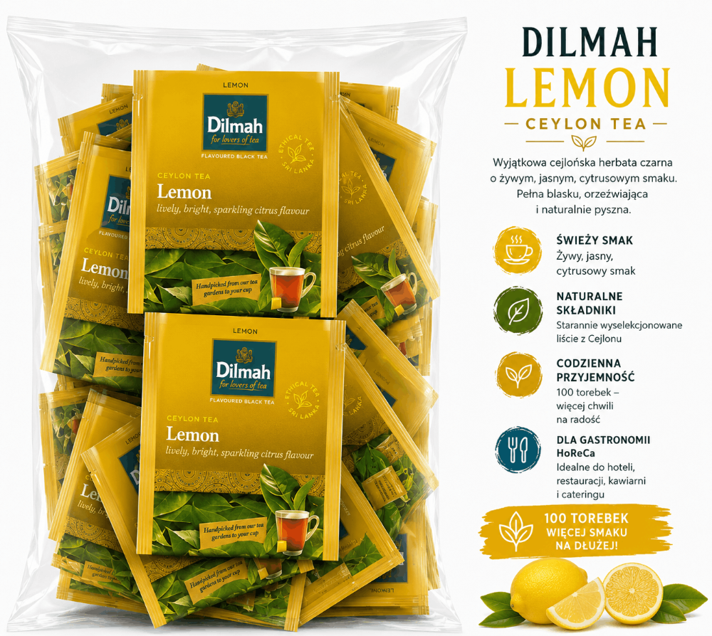 Dilmah Ceylon Lemon Herbata Czarna Cytrynowa 100 Kopert Premium