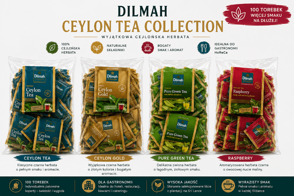 Herbata czarna Dilmah Finest Ceylon Gold w kopertach 100 szt – gastronomia, biura i hotele