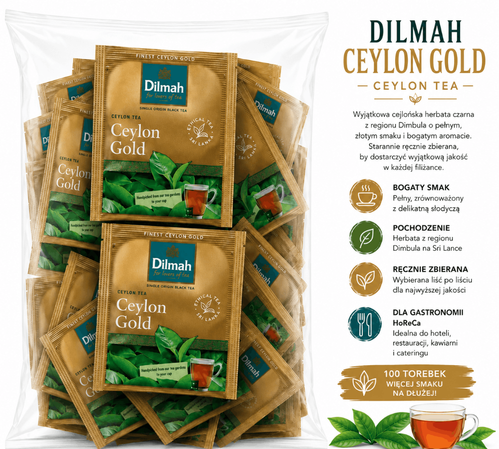 Herbata czarna Dilmah Finest Ceylon Gold w kopertach 100 szt – gastronomia, biura i hotele