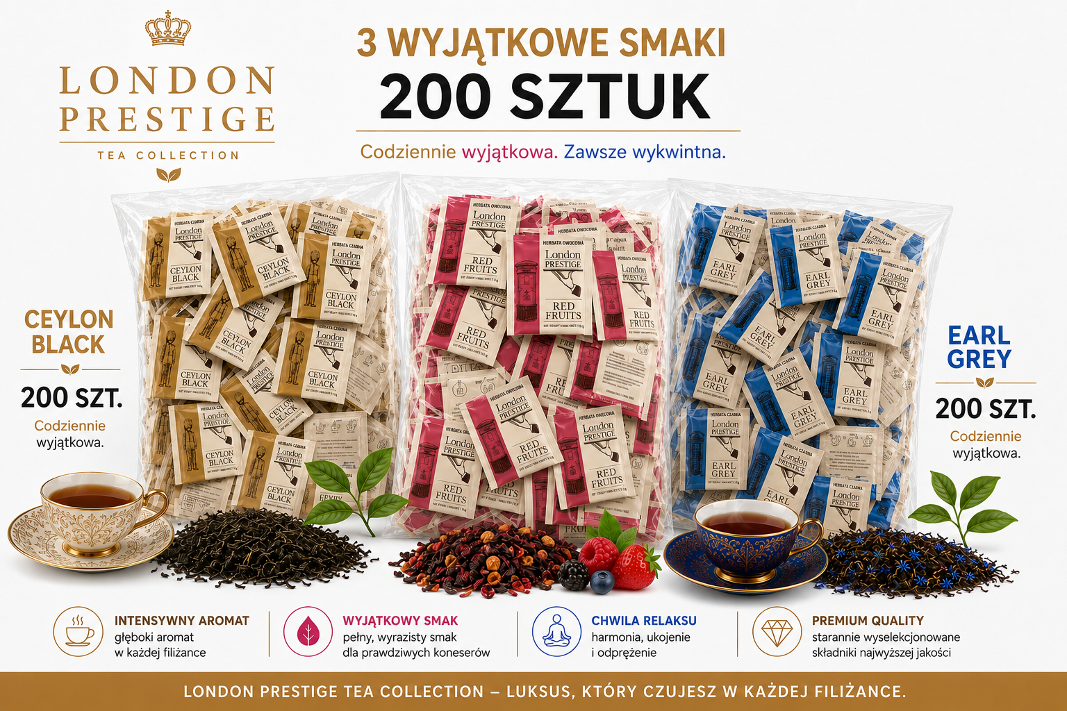 Sir William's London Prestige Red Fruits – 200 Torebek Herbaty Owocowej
