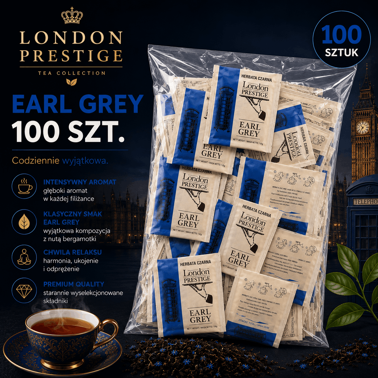 Sir William's London Prestige Earl Grey 100 Torebek