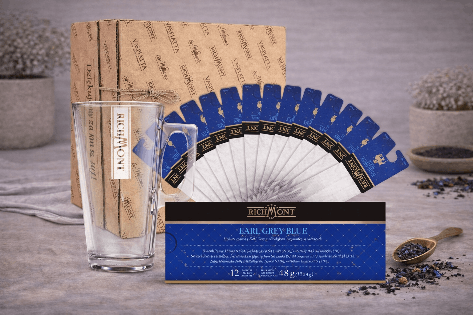 Herbata czarna ekspresowa Richmont Earl Grey Blue w podłużnych saszetkach